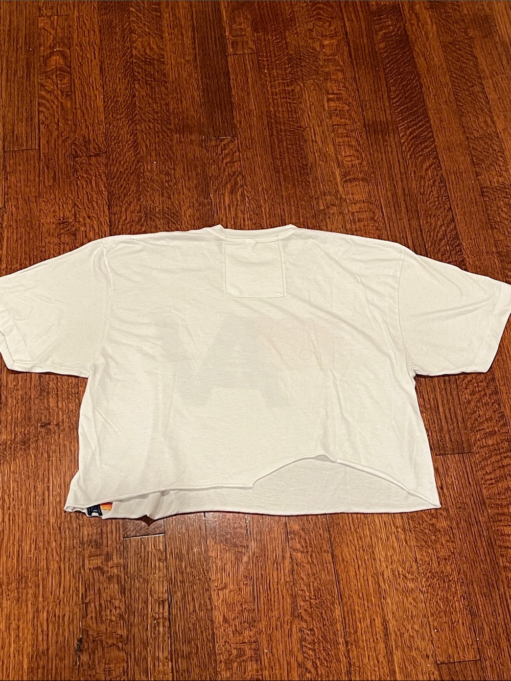 Aviator Nation White Tee with Navy Logo and Sunset Stripes - Picture 5 of 5